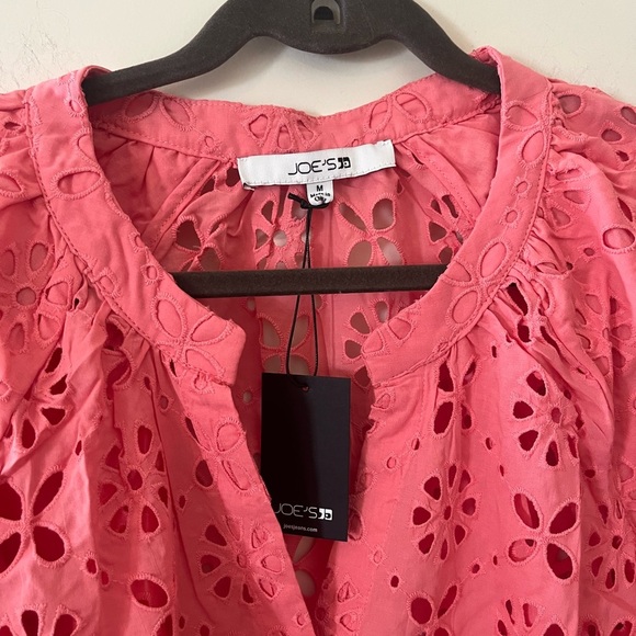 New! Joe’s Broderie Top, Women's Lantana Pink Eyelet Balloon Sleeve Size Medium - Picture 5 of 15